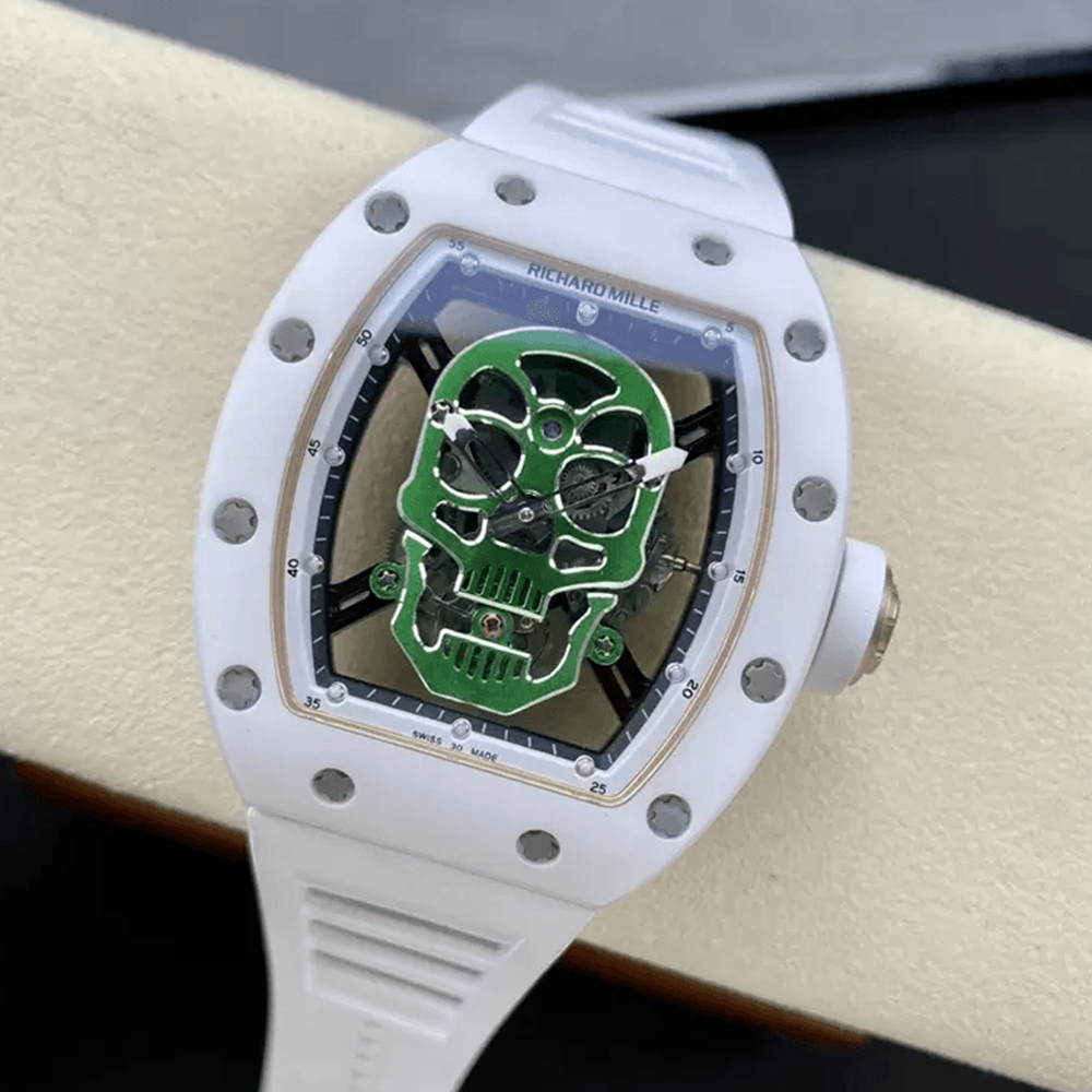 YS공장 리차드밀 RM52-01 화이트 세라믹 그린 스컬 다이얼