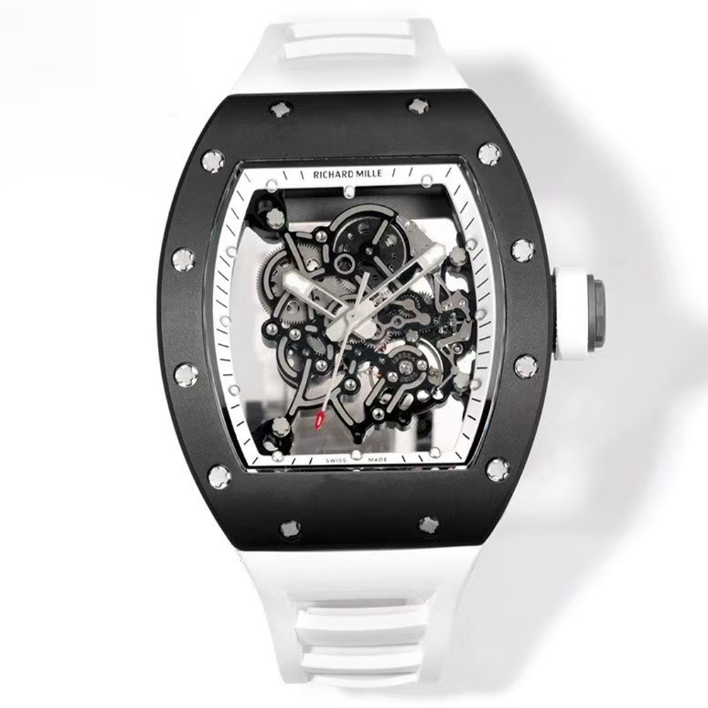 RM공장 리차드밀 부바왓슨 RM-055 블랙 세라믹 / 화이트 러버밴드